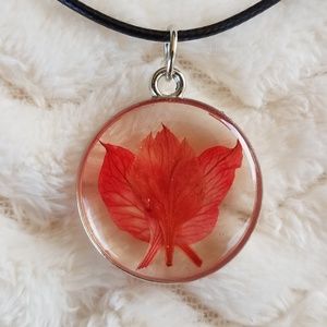 Red Leaves Necklace, Handcrafted NWOT